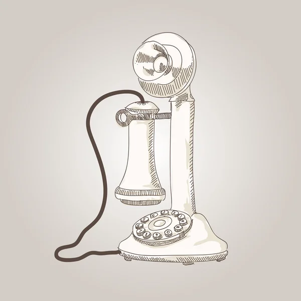 Векторный эскиз ручной работы старинной телефонной иллюстрации — стоковый вектор