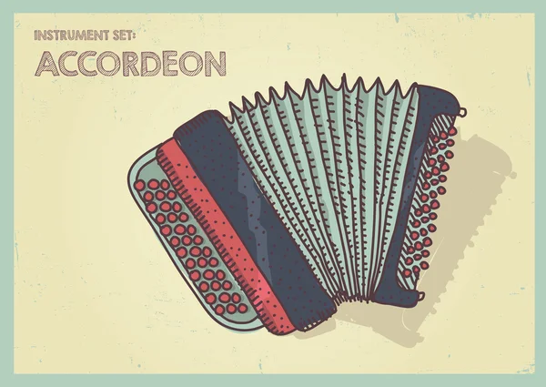 Vector illustratie lange schaduw platte icoon van accordeon — Stockvector