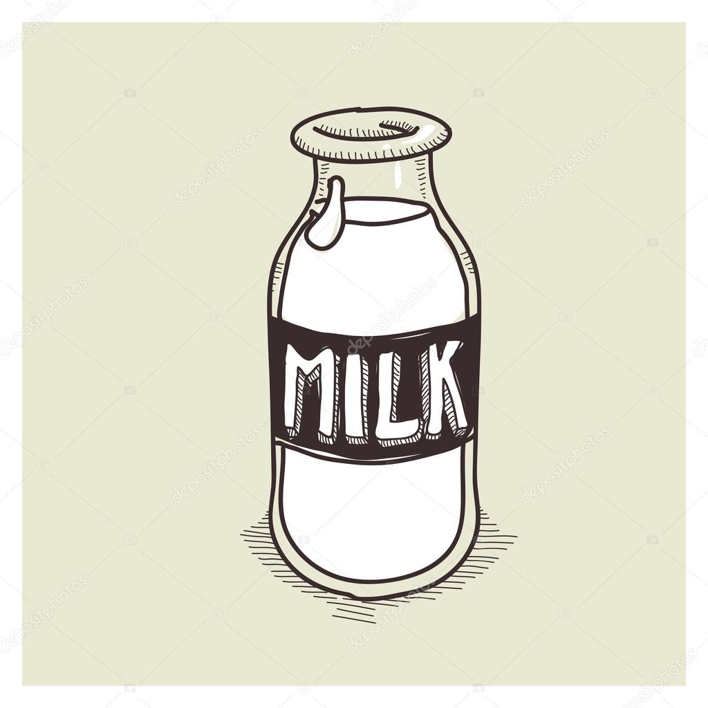 vector hand drawing sketch milk bottle illustration
