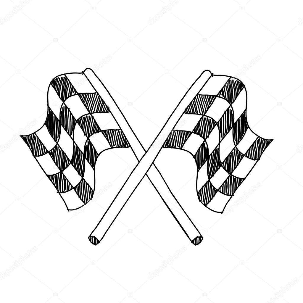 vector hand drawing sketch final race flag