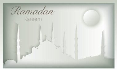 Ramazan Kareem Camii siluet tebrik kartı tasarımı