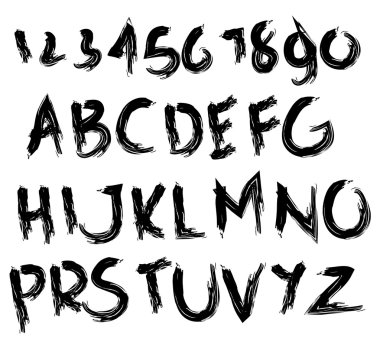 Çizim serbest stil vektör fırça alfabe seti el