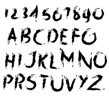 Çizim serbest stil vektör fırça alfabe seti el
