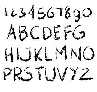 Çizim serbest stil vektör fırça alfabe seti el