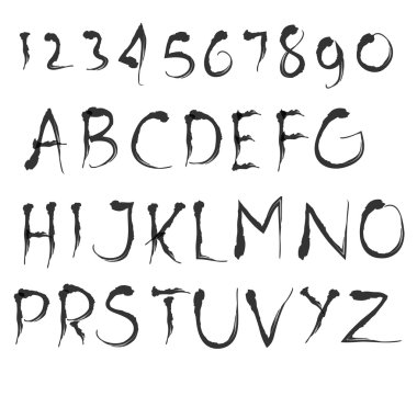 Çizim serbest stil vektör fırça alfabe seti el