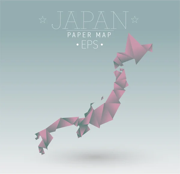 Vetor origami papel corte japão mapa —  Vetores de Stock