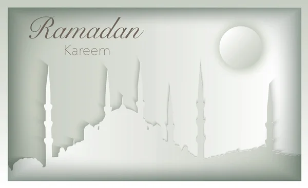 Conception de la carte de vœux de la mosquée Ramadan Kareem — Image vectorielle