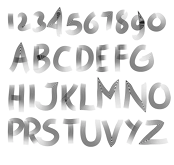 Mano dibujo estilo libre vector cepillo alfabeto conjunto — Archivo Imágenes Vectoriales