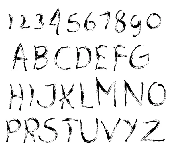 図面フリー スタイル ベクトル ブラシセットのアルファベットを手します。 — ストックベクタ
