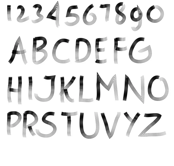 Mano dibujo estilo libre vector cepillo alfabeto conjunto — Archivo Imágenes Vectoriales