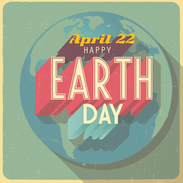 Retro stijl vector vieren kaart 22 april dag van de aarde — Stockvector