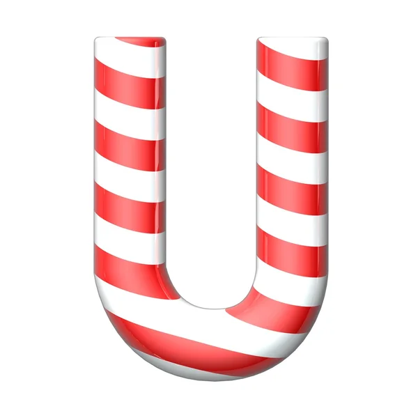 Candy cane vector alfabet collectie gestreepte in Kerstmis k — Stockfoto