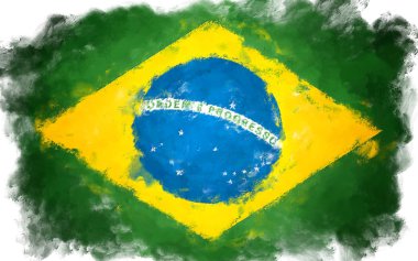 oil painting grunge effected illustration of BRAZIL flag  clipart