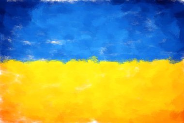 oil painting grunge effected illustration of ukraine flag  clipart