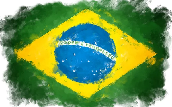 Oliemaleri grunge udført illustration af BRAZIL flag - Stock-foto