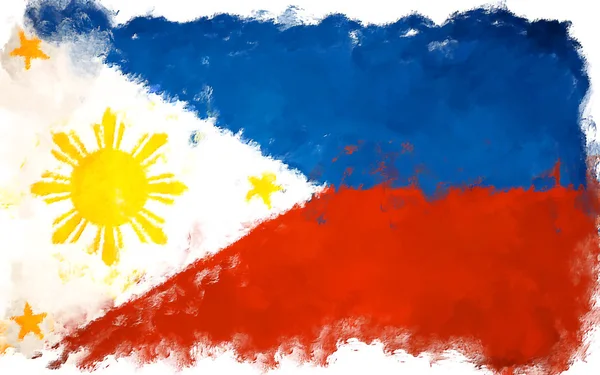油絵グランジ影響フィリピン国旗のイラスト — ストック写真
