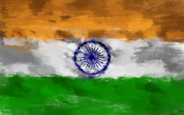 Oljemålning grunge verkställde illustration av India flag — Stockfoto