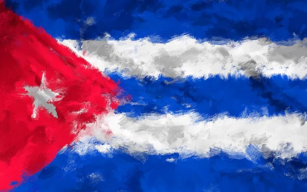 Ölgemälde Grunge bewirkt Illustration der kubanischen Flagge — Stockfoto