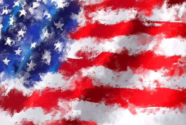 Yağlı boya grunge ABD bayrağı çizimi etkilenir — Stok fotoğraf