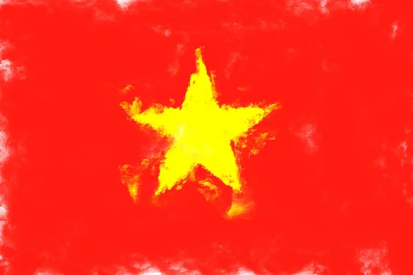 Olieverf schilderij grunge verricht illustratie van vietnam vlag — Stockfoto