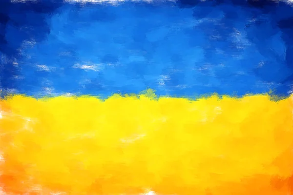 Oljemålning grunge verkställde illustration av Ukraina flagga — Stockfoto