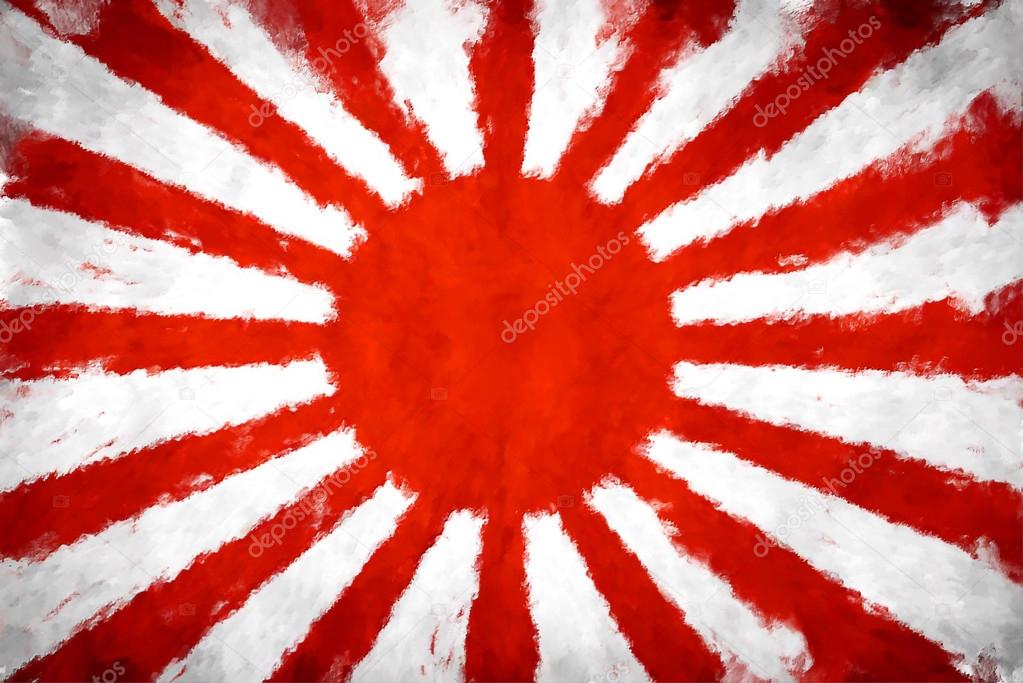 oil painting grunge effected illustration of JAPAN flag 