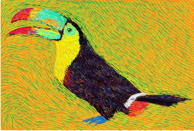 izlenimci tarzı 【Colore toucan kuş çizim sonrası