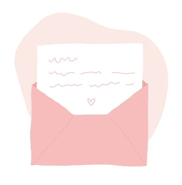 Envelope Hand Drawn Love Letter Cute Colors Lovely Layout — Stock Vector