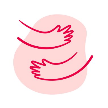 El ele tutuşun. El yapımı sarılma çizimi. çizgi çizimi.