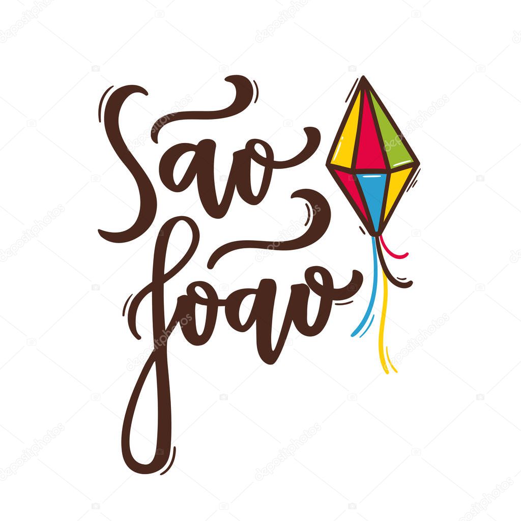 So Joo. Saint John. Brazilian Traditional Celebration in  Portuguese Hand Lettering. Vector.