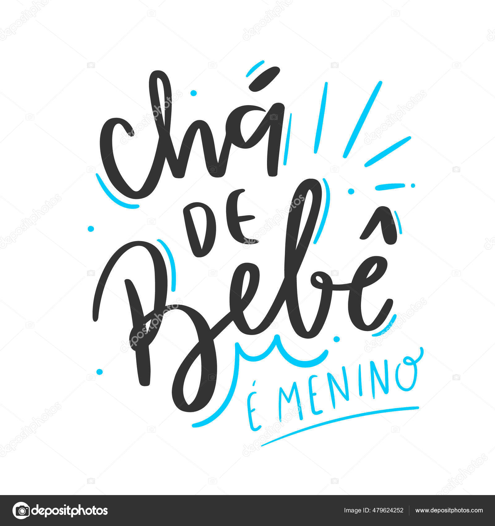 Cha Bebe Menino Baby Shower It's Girl Brazilian Portuguese Hand Stock