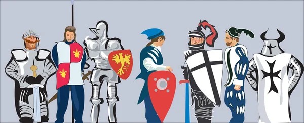 Medieval knightly army — Stock Vector