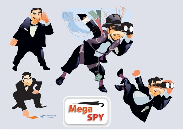 Mega Spy Super Agent skämt set — Stock vektor