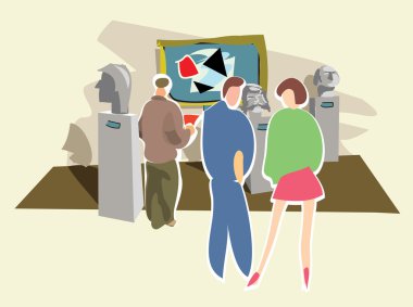 Bir Sanat Galerisi ve performans. Vektör