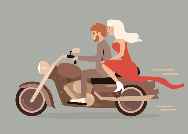 Couple on a motorcycle. — Stock Vector