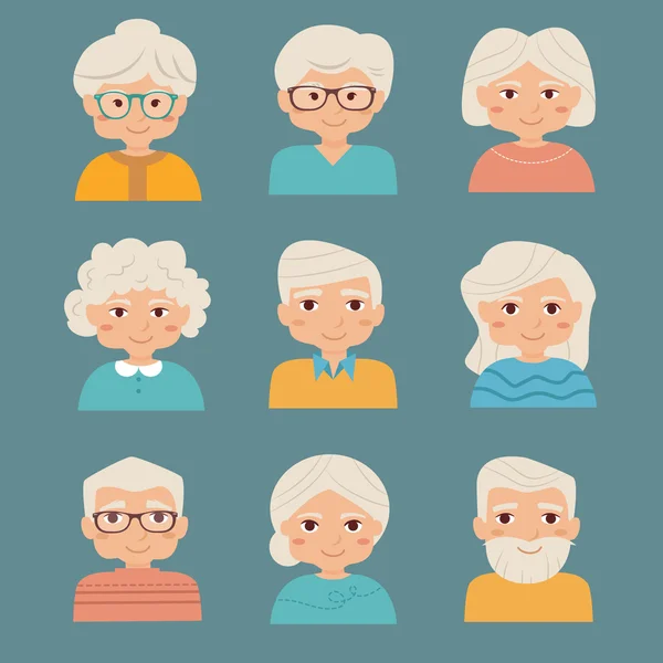 Viejo conjunto de personas. — Vector de stock