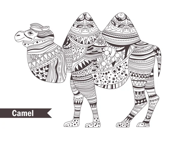 Un chameau. livre de coloriage — Image vectorielle
