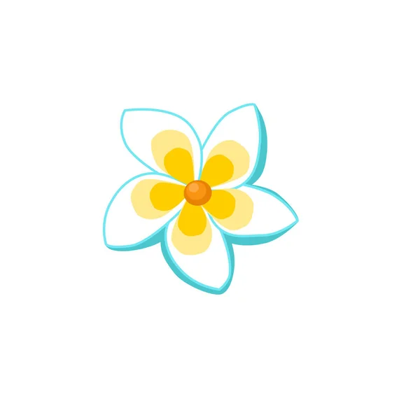 Flor Frangipani Tropical Vectorial Aislada Sobre Fondo Blanco Plantas Exóticas — Vector de stock