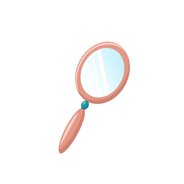 Векторное Маленькое Розовое Зеркало Изолированной Ручкой Белом Фоне Товары Ванной — стоковый вектор