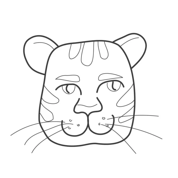 Vector tiger head in doodle style on a white background — Stock Vector