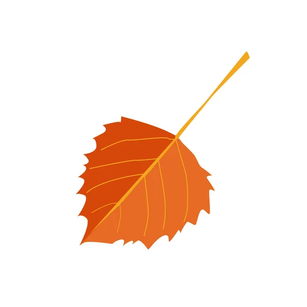 Διάνυσμα Φθινοπωρινό Πορτοκαλί Φύλλο Λεύκας Στυλ Κινουμένων Σχεδίων Λευκό Φόντο — Διανυσματικό Αρχείο