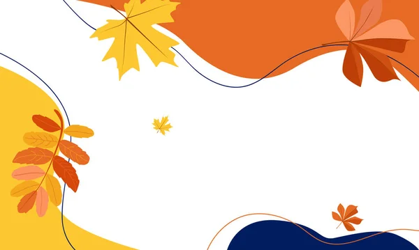 Herbst Vektor Hintergrund Aus Geometrischen Formen Und Bunten Blättern Mit — Stockvektor