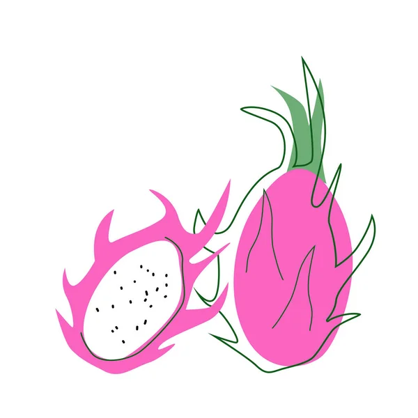 Trópusi Pitaya Gyümölcs Egy Vonal Művészet Stílusban Elszigetelt Fehér Alapon — Stock Vector