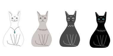 A collection of cute cat characters