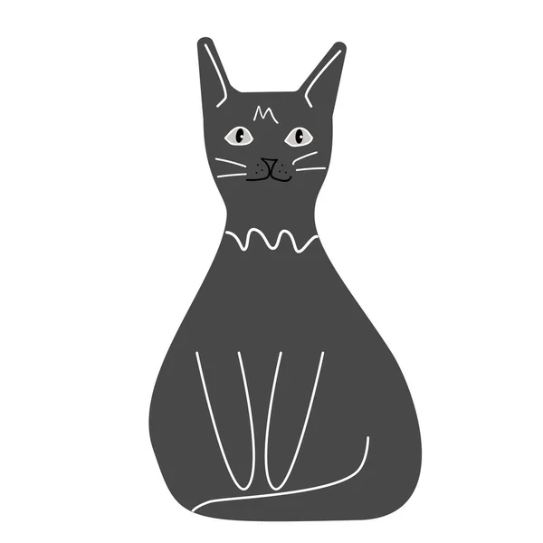 Caractère mignon est un chat gris foncé — Image vectorielle