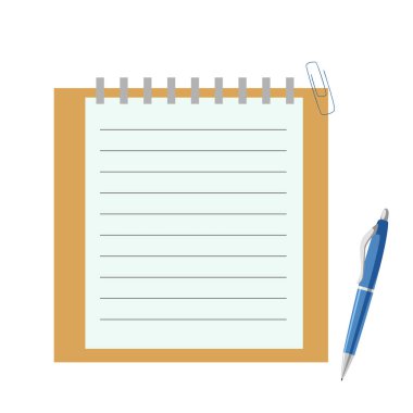 Mavi kalemle yazmak için not defteri