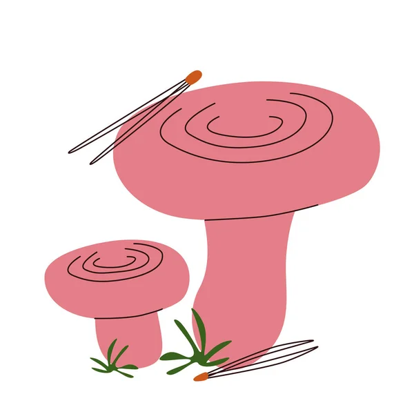 Edible pink mushrooms with moss — Stock Vector