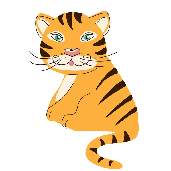 Le tigre orange est assis sur le côté — Image vectorielle