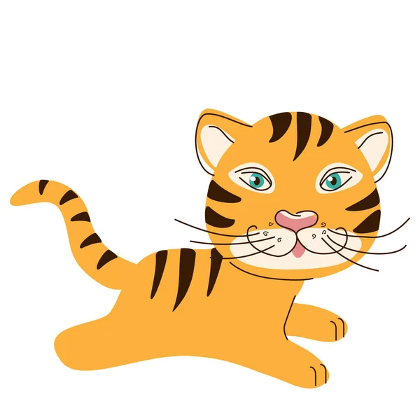 Le petit tigre rayé est couché — Image vectorielle