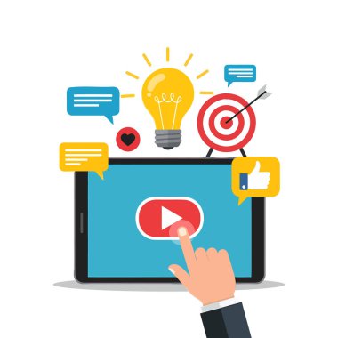 Sosyal medya pazarlama düz tasarım simgesi.